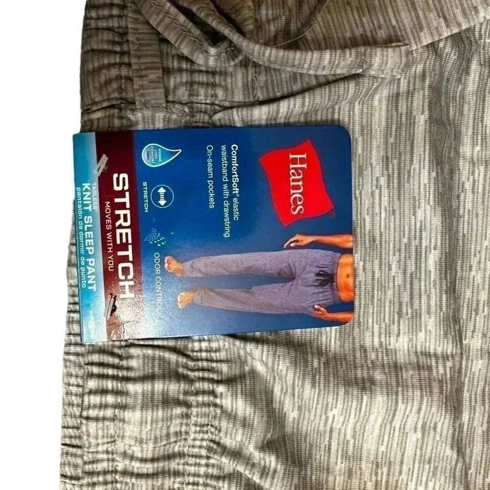 Hanes Men's Knit Sleep Lounge Pants Comfort Soft Light Gray Space XL(40-42)